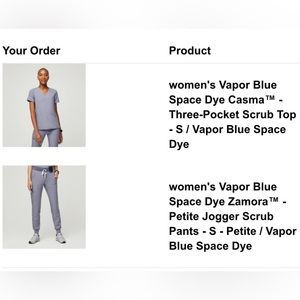 figs casma top and zamora joggers in rare vapor blue space dye color